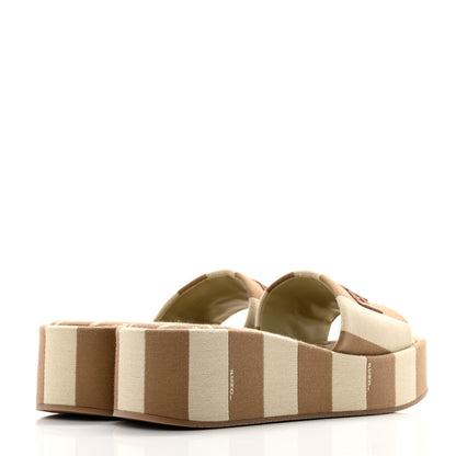 Fendi Jacquard Womens FF Sunshine Flatform Slide Sandals 40 Beige Sand 4 of 9