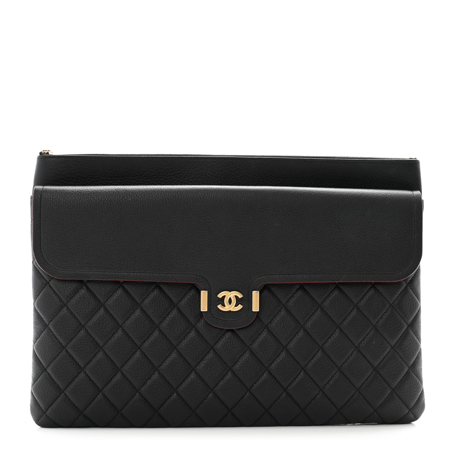 Chanel Grained Calfskin Quilted Large Archi Chic Cosmetic Case Black 1 of 12