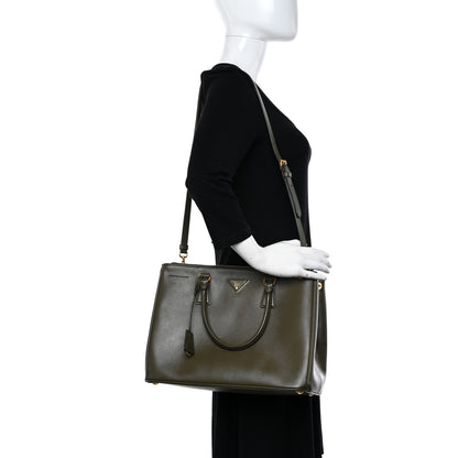 Prada Saffiano Lux Medium Galleria Double Zip Tote Militare 2 of 10