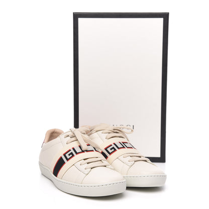 Gucci Calfskin Stripe Womens New Ace Sneakers 36 New Mystic White Ecru Red Flame 10 of 10