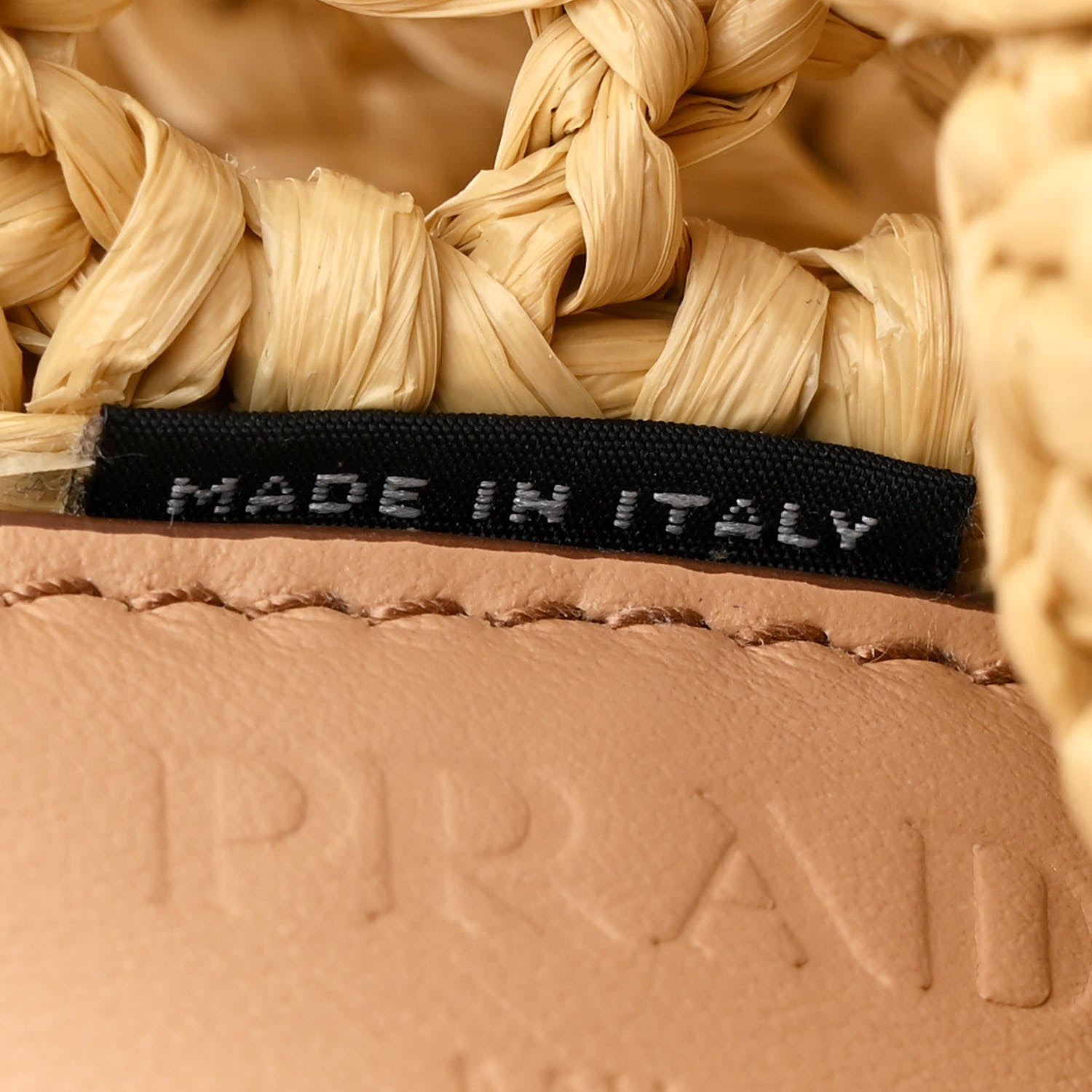 Prada Yarn Raffia Effect Crochet Logo Embroidered Tote Bag Naturale 7 of 10