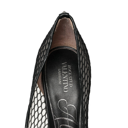 Valentino Garavani Calfskin Mesh Rockstud Alcove 100mm Pumps 39 Black 7 of 7