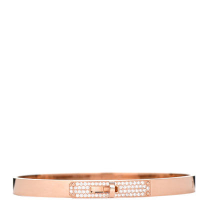 Hermes 18K Rose Gold Diamond PM Kelly Pave Bracelet ST 1 of 5