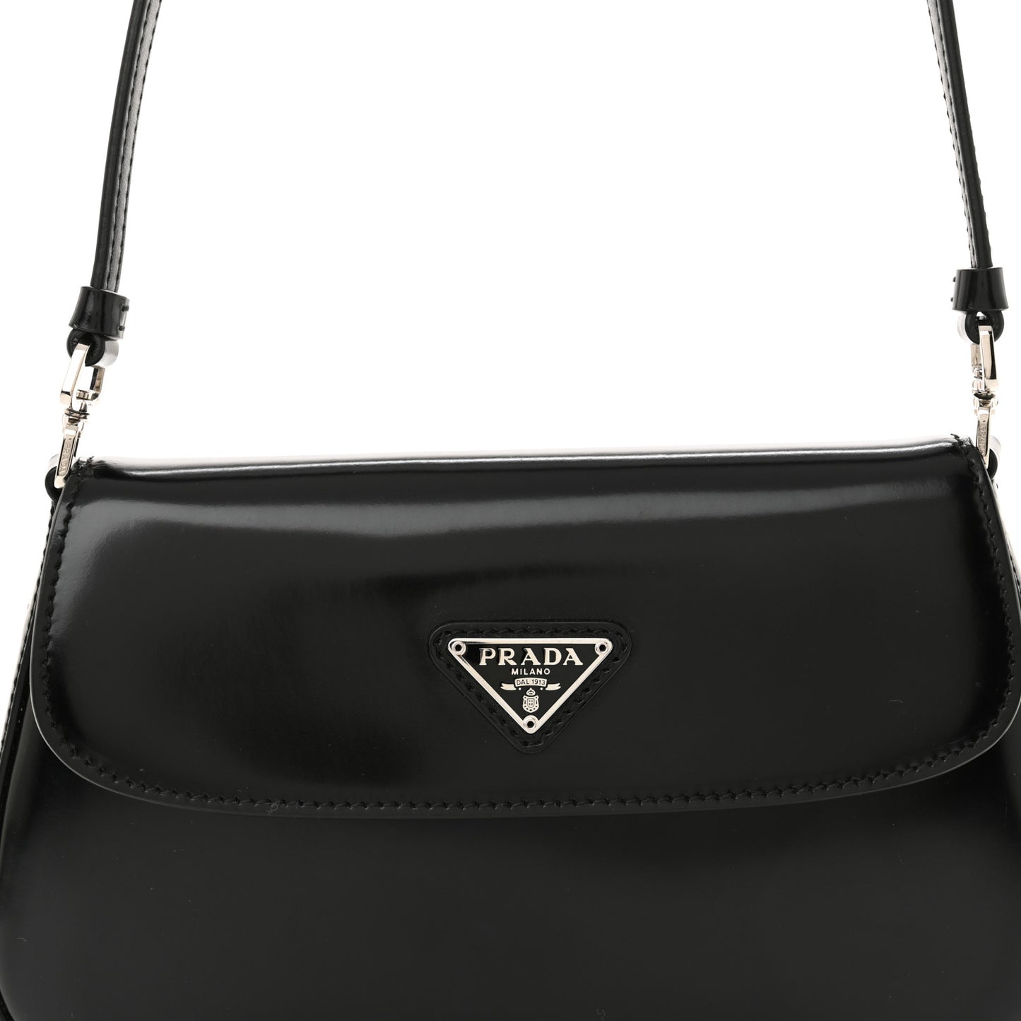 Spazzolato Cleo Flap Shoulder Bag Black