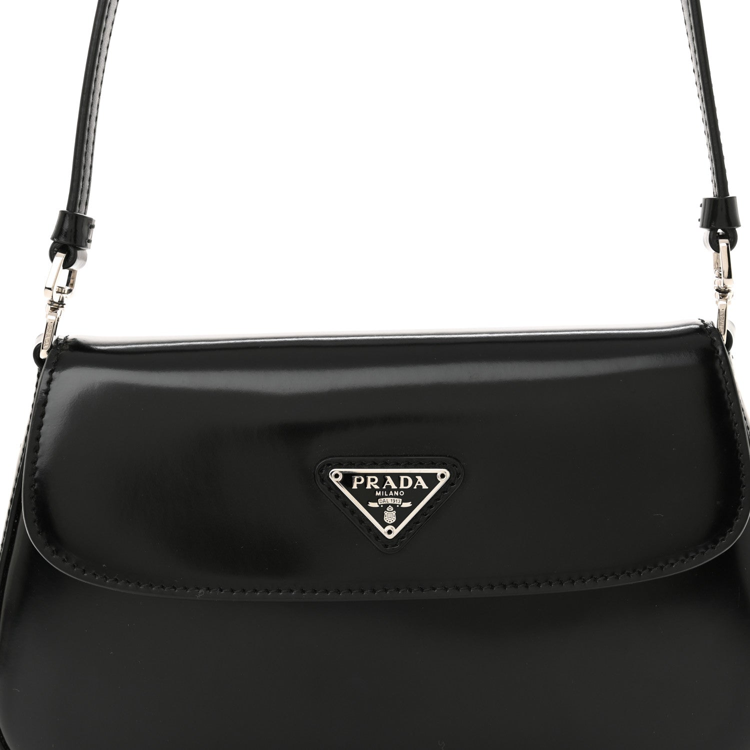 Prada Spazzolato Cleo Flap Shoulder Bag Black 7 of 9