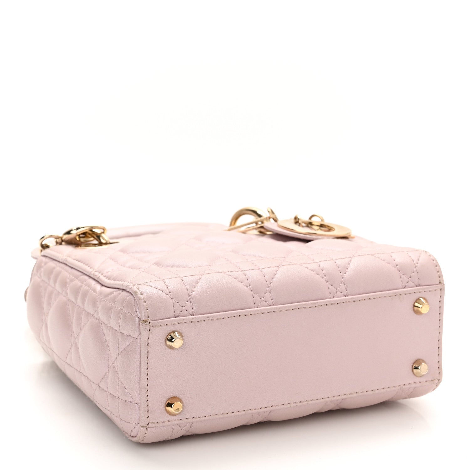 Christian Dior Metallic Lambskin Cannage Mini Lady Dior Lotus 4 of 10