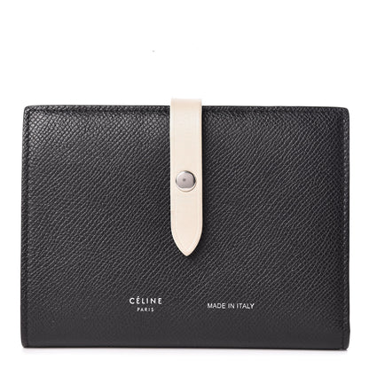 Celine Grained Calfskin Medium Multifunction Strap Wallet Black Chalk 1 of 9