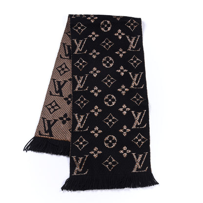 Louis Vuitton Wool Silk Monogram Giant Jungle Logomania Shine Scarf Black 1 of 4