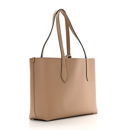 Burberry Grainy Calfskin Haymarket Check Small Reversible Tote Mid Camel 4 of 17