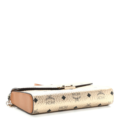 MCM Metallic Visetos Medium Millie Crossbody Bag Berlin Gold 4 of 10