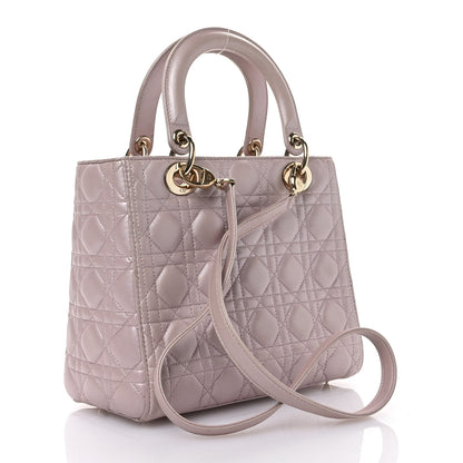 Christian Dior Pearly Lambskin Cannage Medium Lady Dior Blush 3 of 10