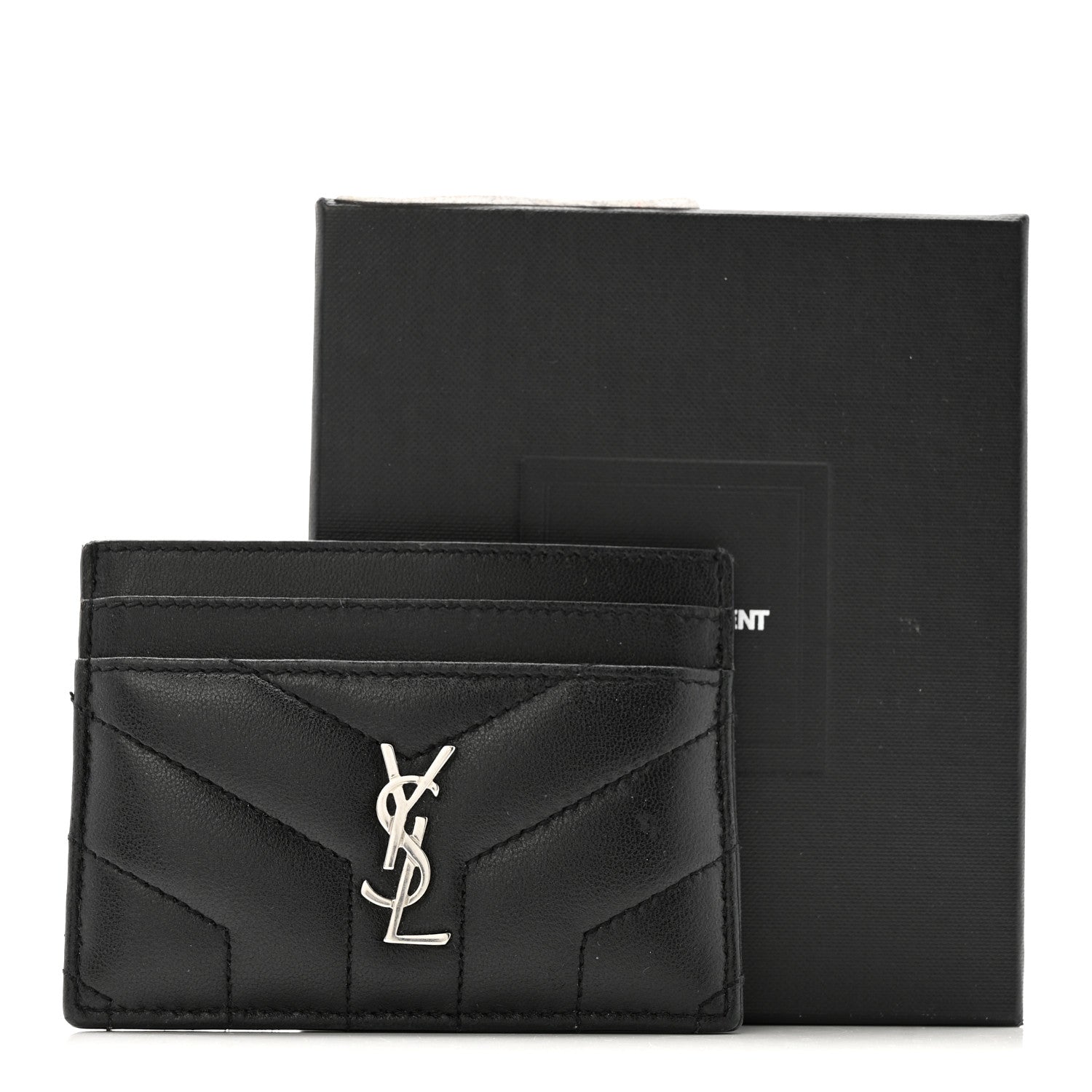 Saint Laurent Calfskin Y Quilted Monogram LouLou Credit Card Case Black 11 of 11