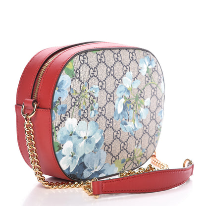 Gucci GG Supreme Monogram Blooms Mini Chain Shoulder Bag Beige Blue Navy Hibiscus Red 3 of 9