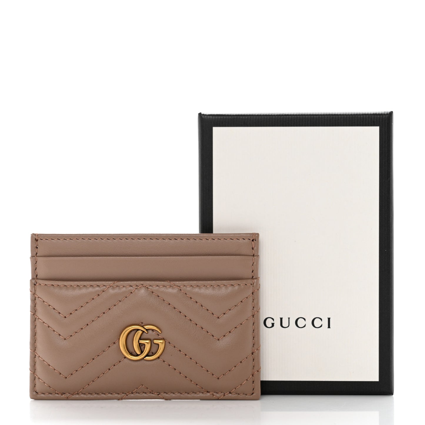 Calfskin Matelasse GG Marmont Card Holder Porcelain Rose