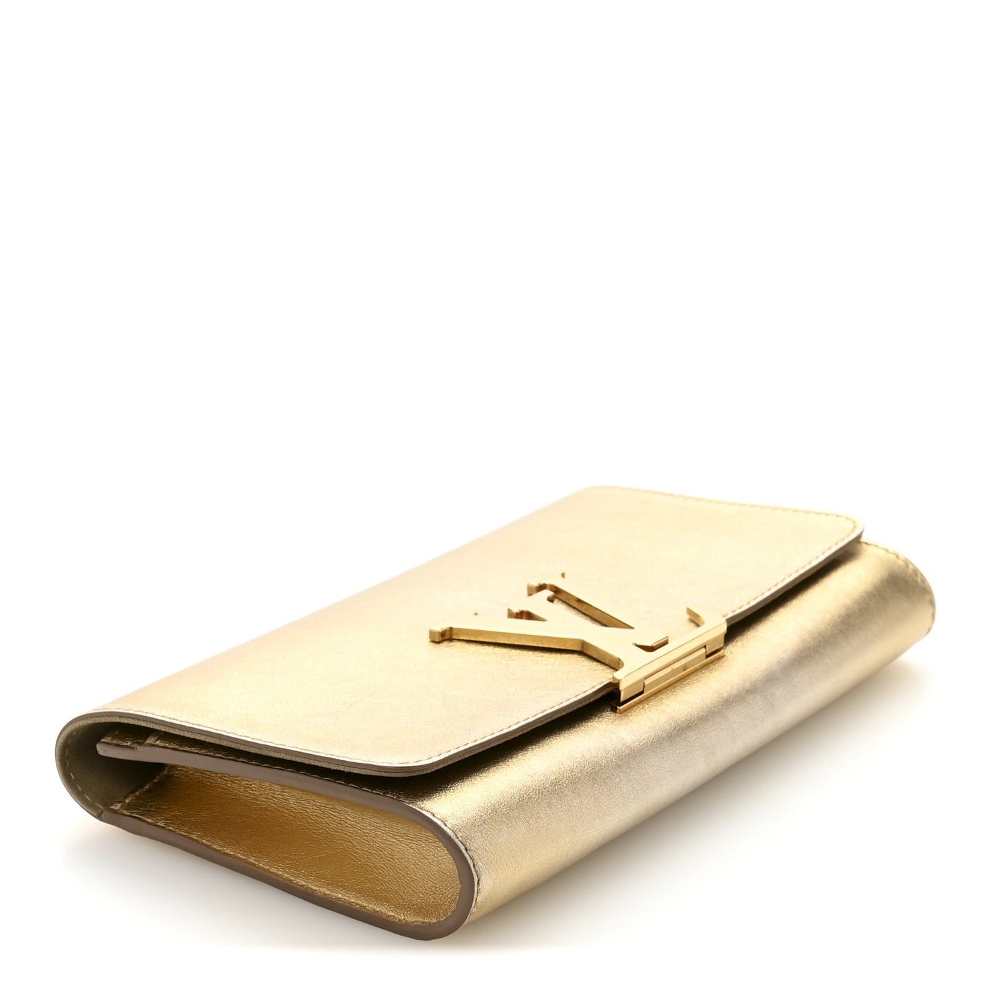 Metallic Calfskin Louise Clutch Gold