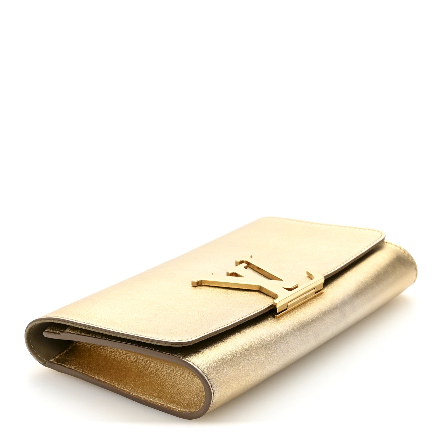 Louis Vuitton Metallic Calfskin Louise Clutch Gold 4 of 13