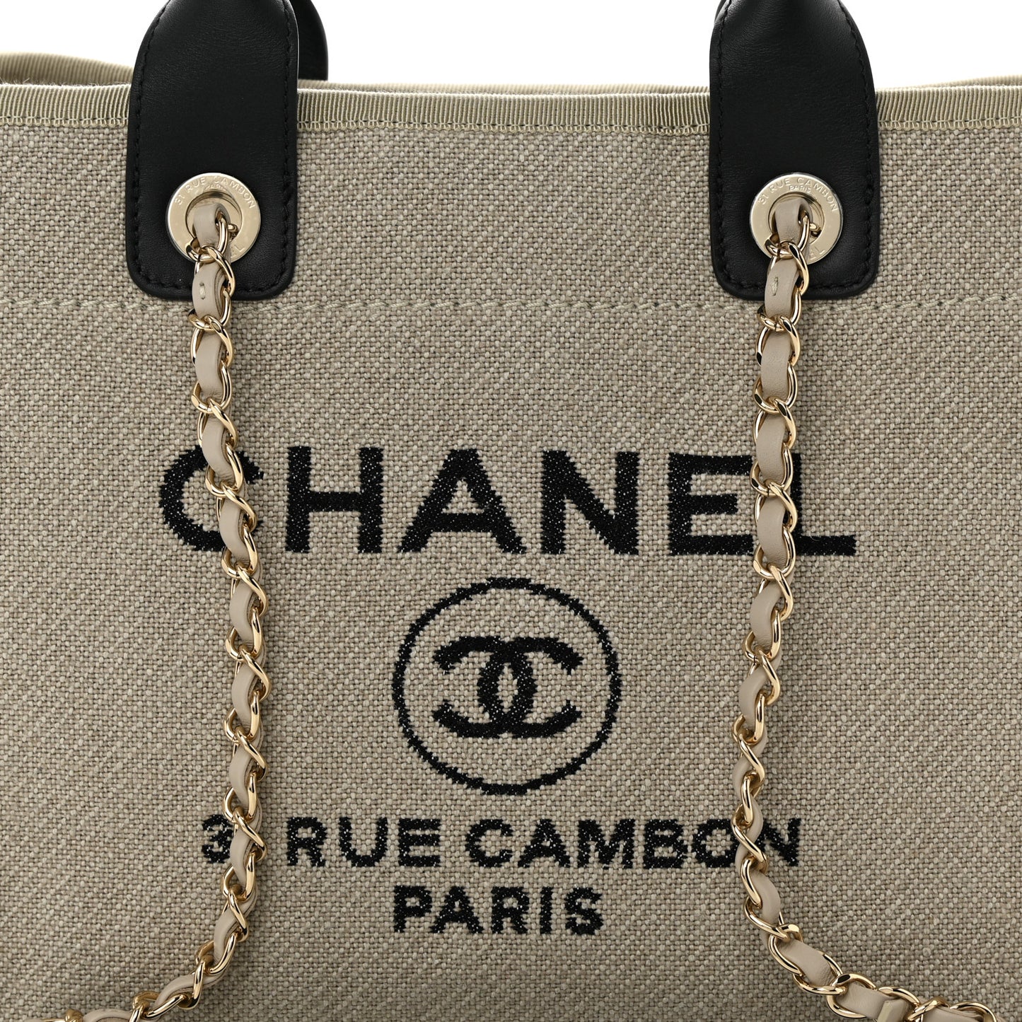 Mixed Fibers Small Deauville Tote Beige Black