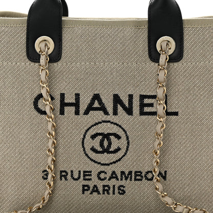 Chanel Mixed Fibers Small Deauville Tote Beige Black 9 of 12