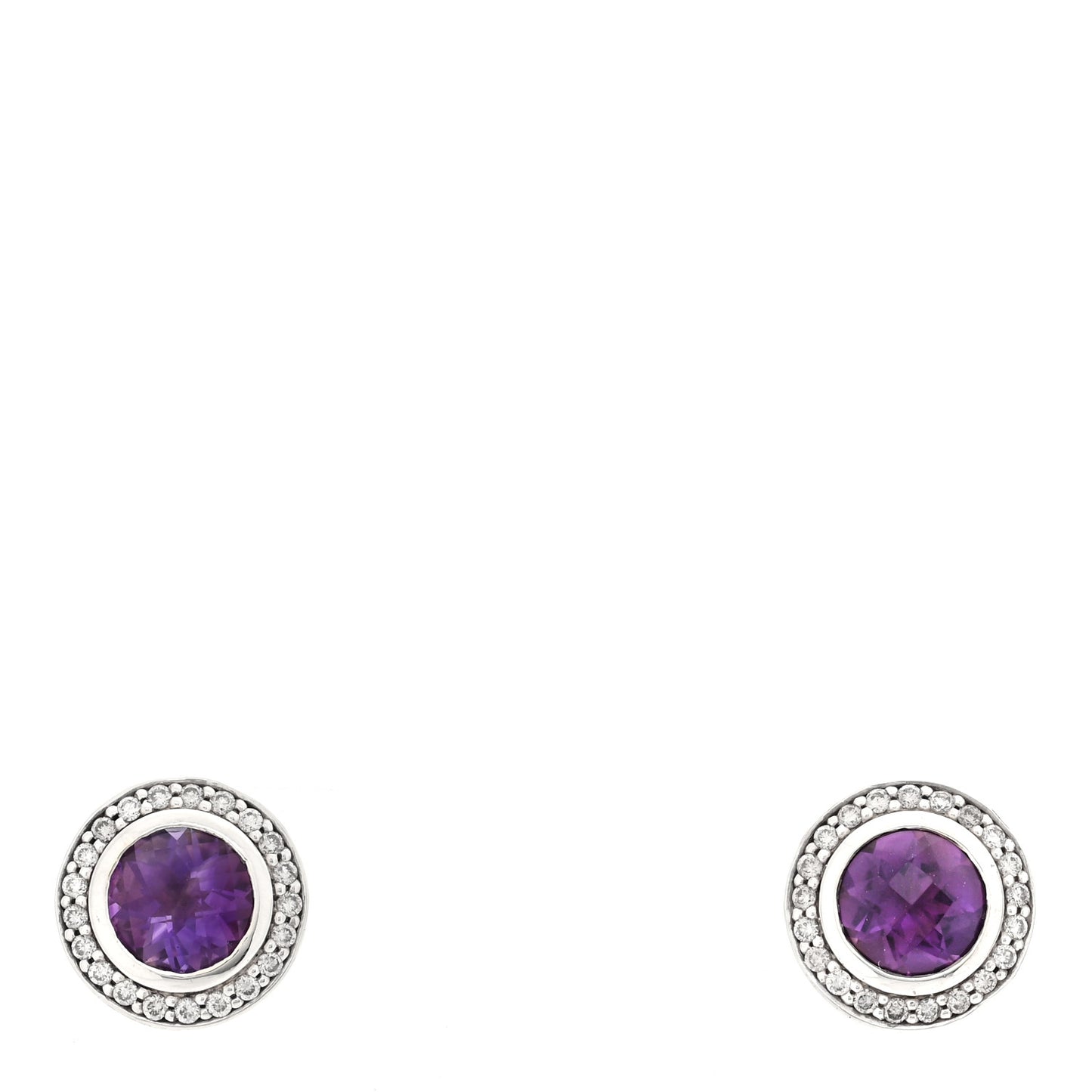 Sterling Silver Amethyst Diamond 8mm Cerise Earrings