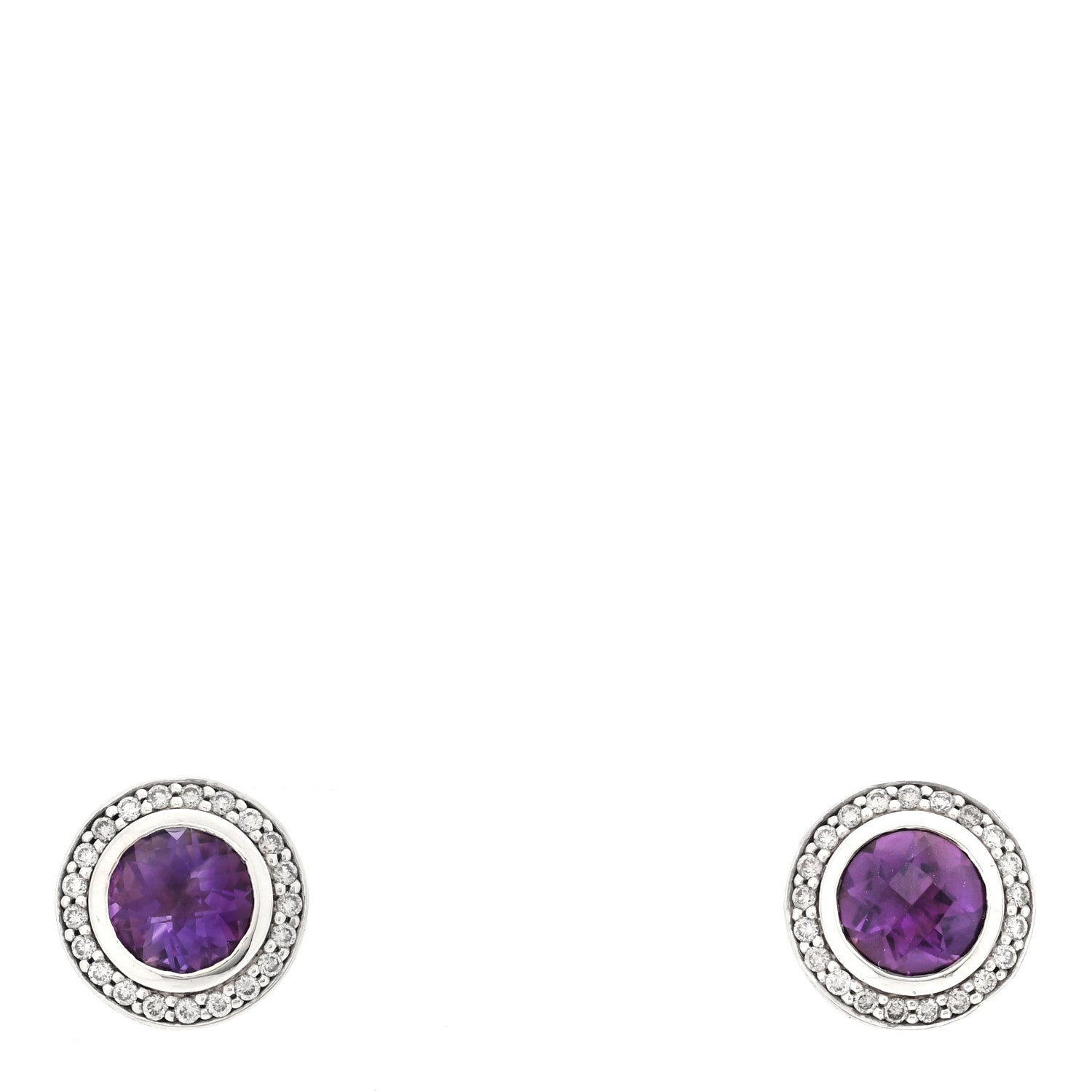 David Yurman Sterling Silver Amethyst Diamond 8mm Cerise Earrings 1 of 4