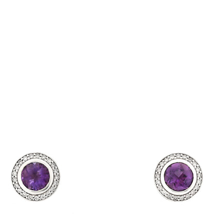 David Yurman Sterling Silver Amethyst Diamond 8mm Cerise Earrings 1 of 4