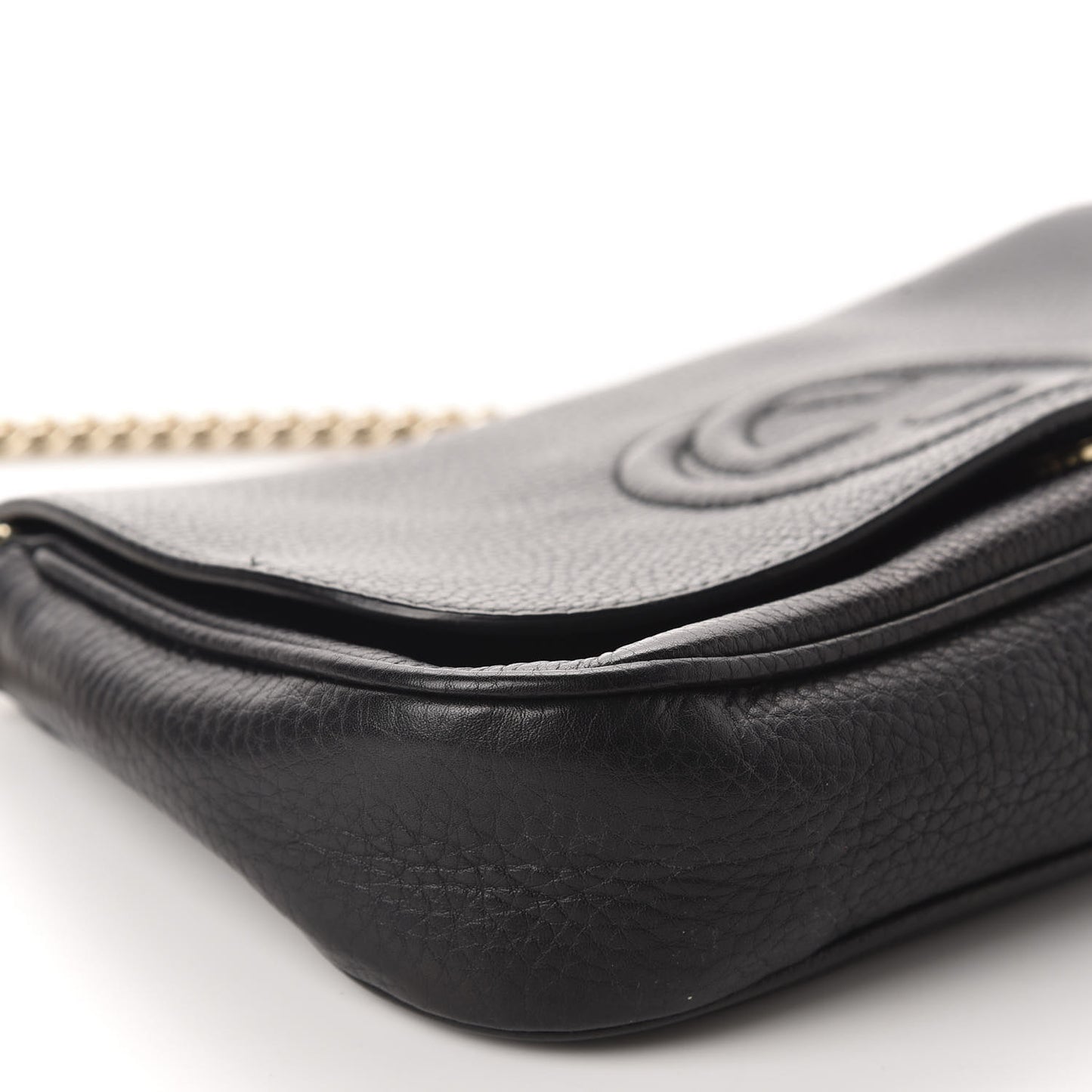 Pebbled Calfskin Medium Soho Flap Crossbody Black