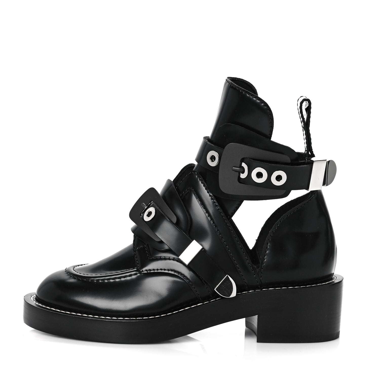 Brushed Calfskin Ceinture Ankle Boots 35 Black