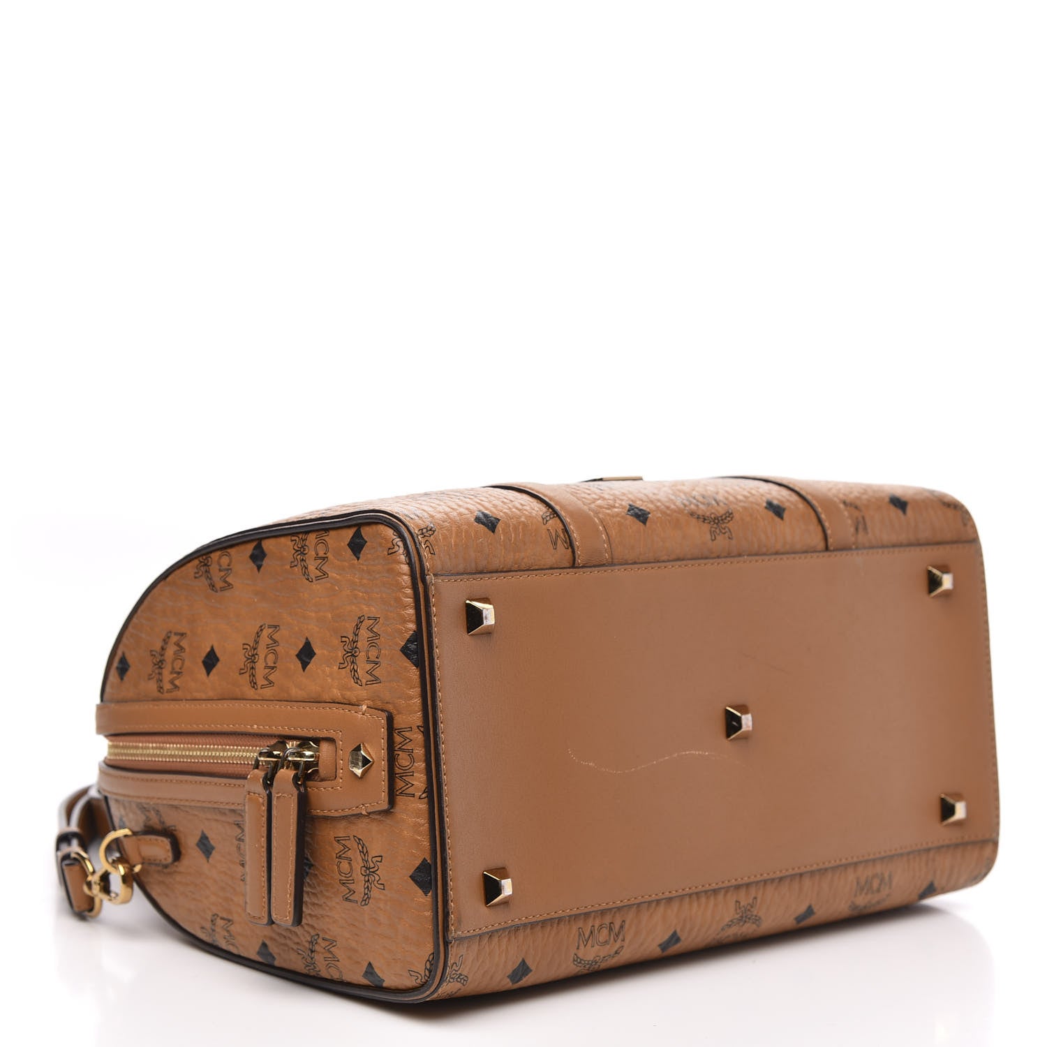 MCM Visetos Medium Boston Bag Cognac 4 of 11