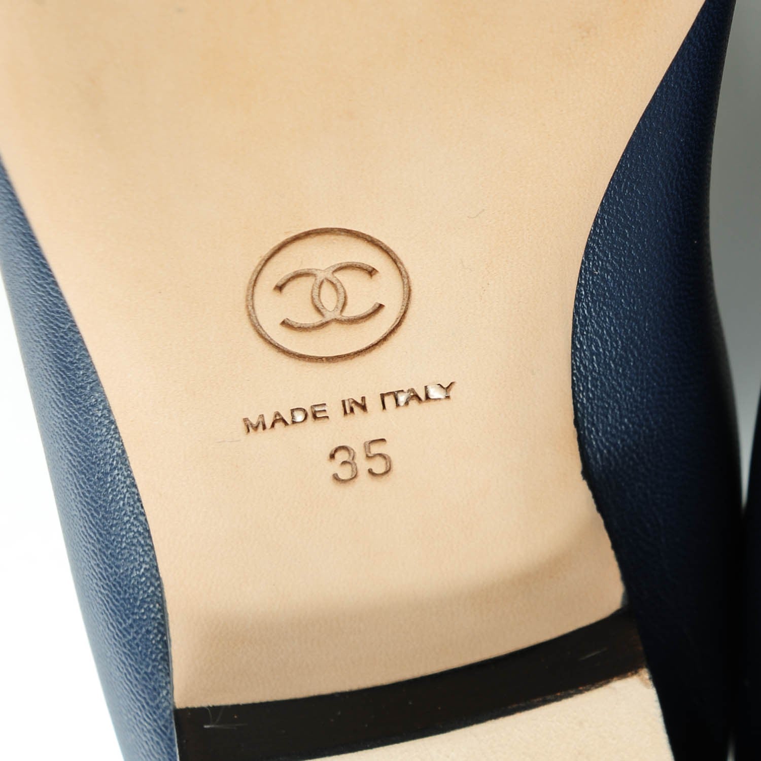 Chanel Lambskin Cap Toe Ballerina Flats 35 Dark Navy Black 6 of 9
