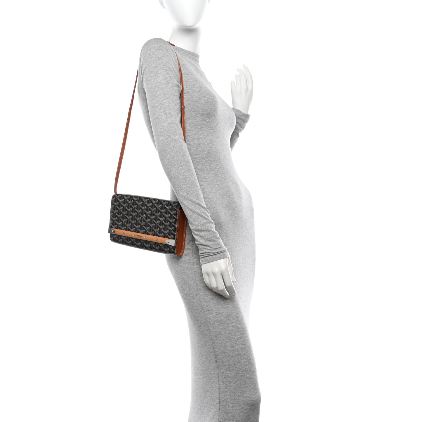 Goyardine Monte Carlo Bois Clutch With Strap Black Gold