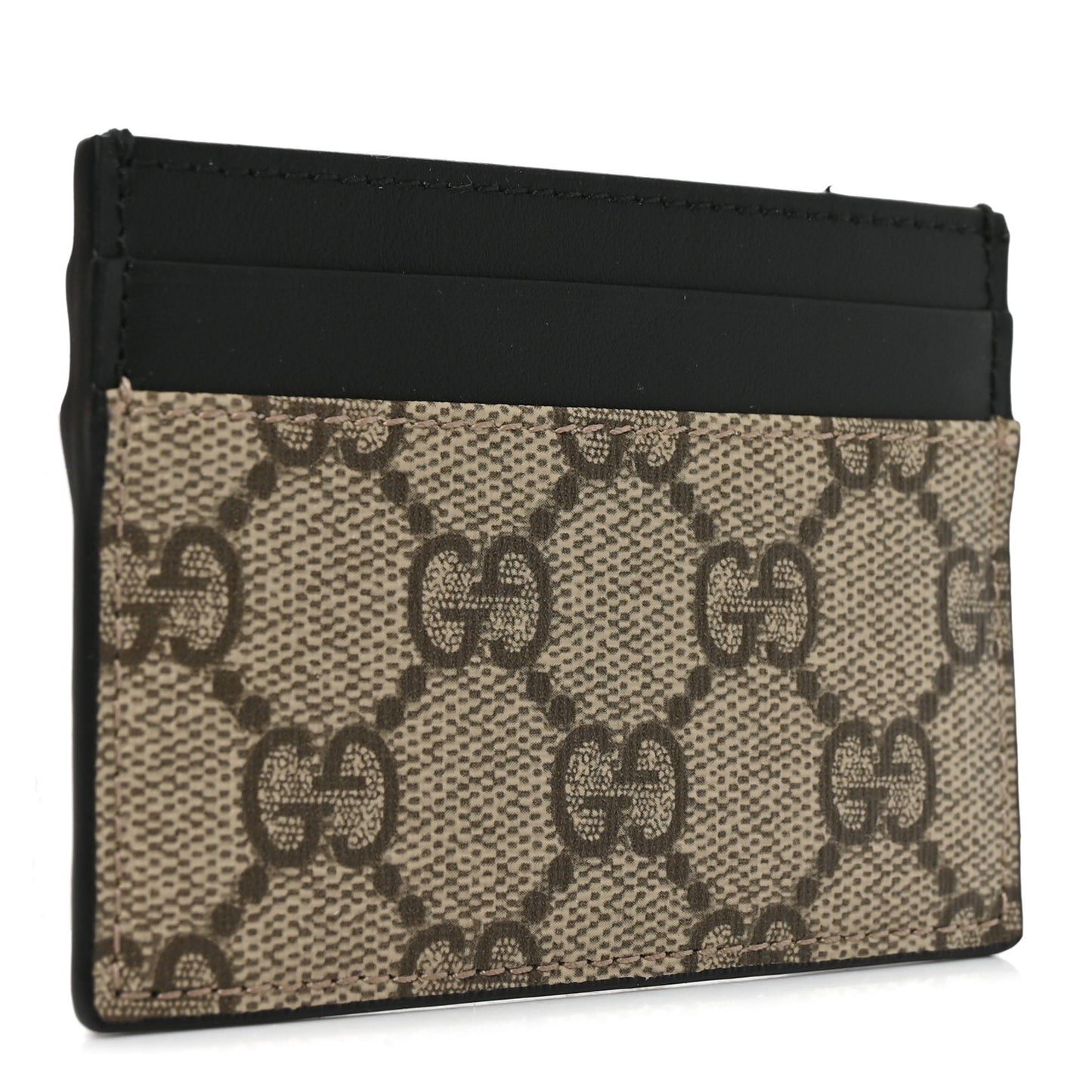 GG Supreme Monogram Calfskin Card Holder Beige Black
