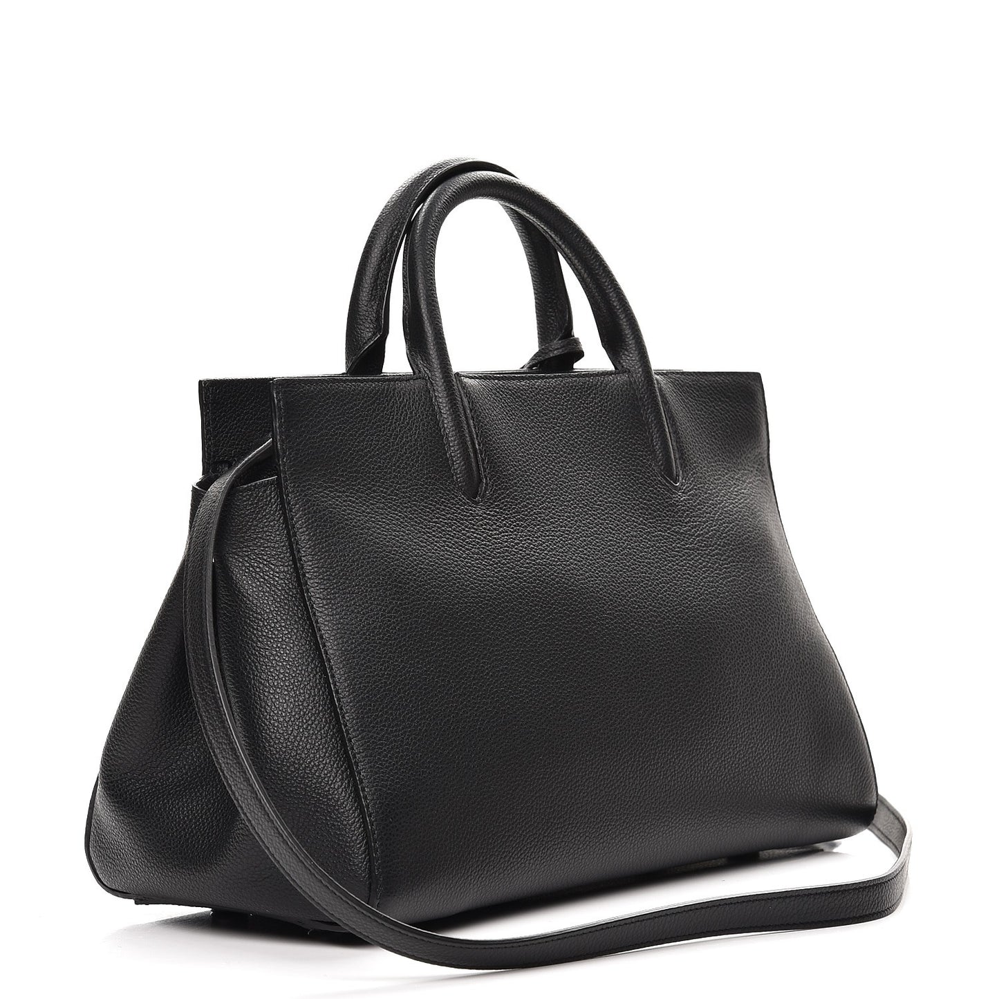 Grained Calfskin Small Cabas Rive Gauche Black