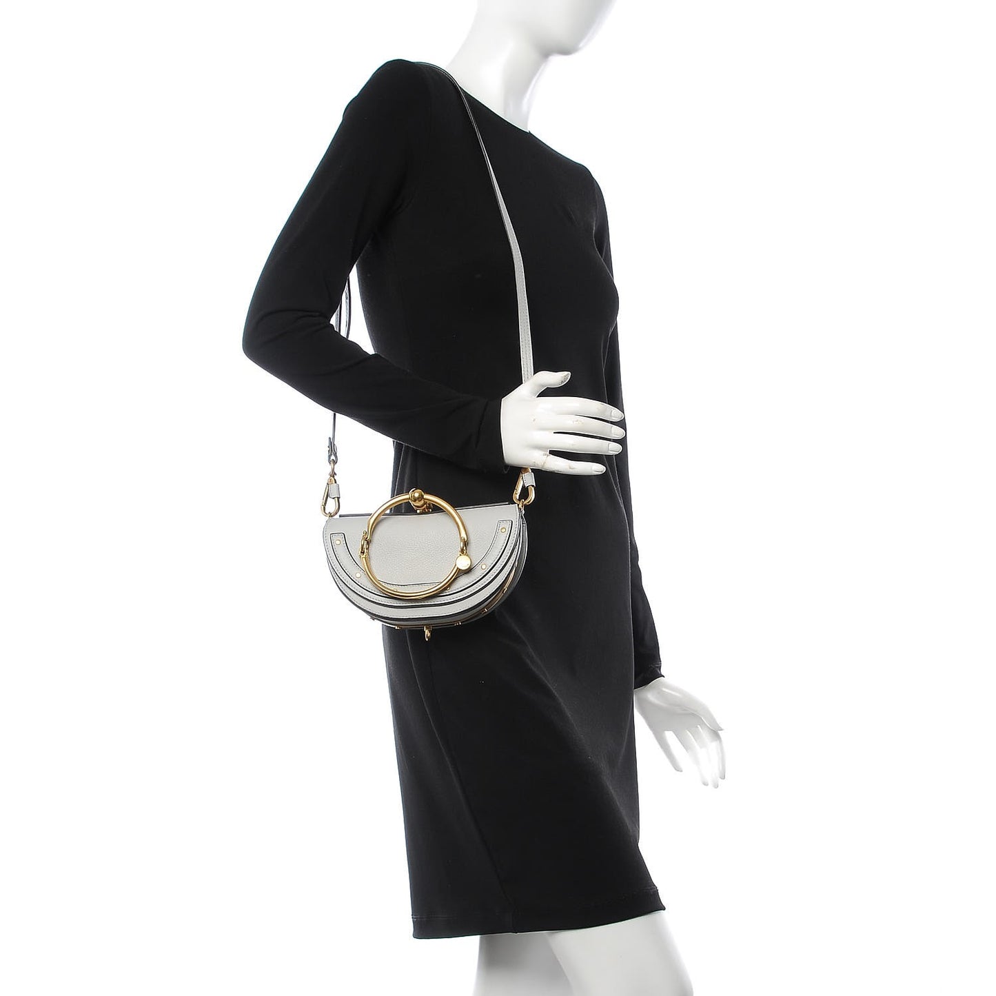 Calfskin Small Nile Bracelet Minaudiere Bag Airy Grey