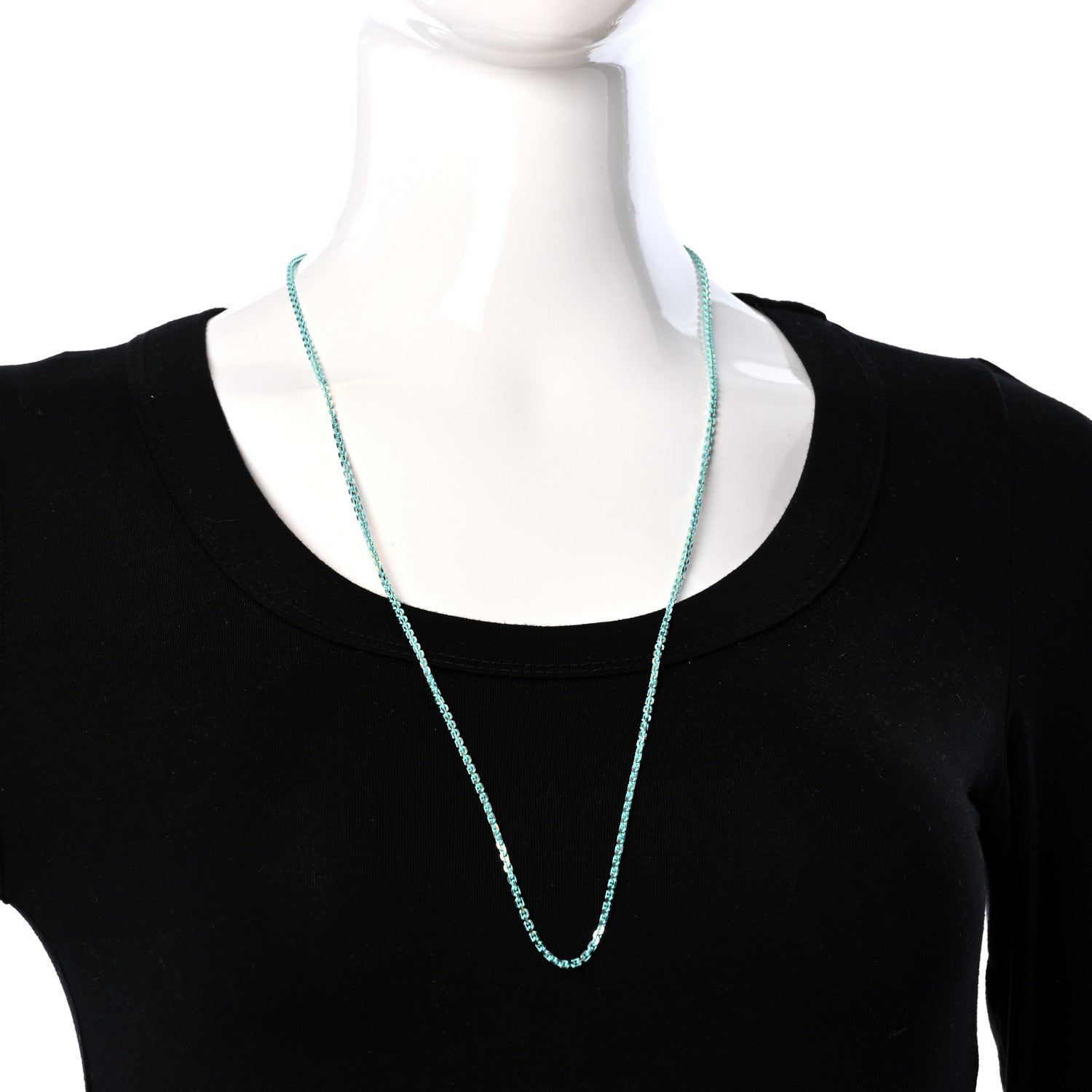 Tiffany Sterling Silver Enamel 2.5mm Chain Necklace Blue 3 of 4