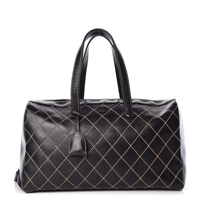 Chanel Calfskin Wild Stitch Duffel Bag Black 1 of 12