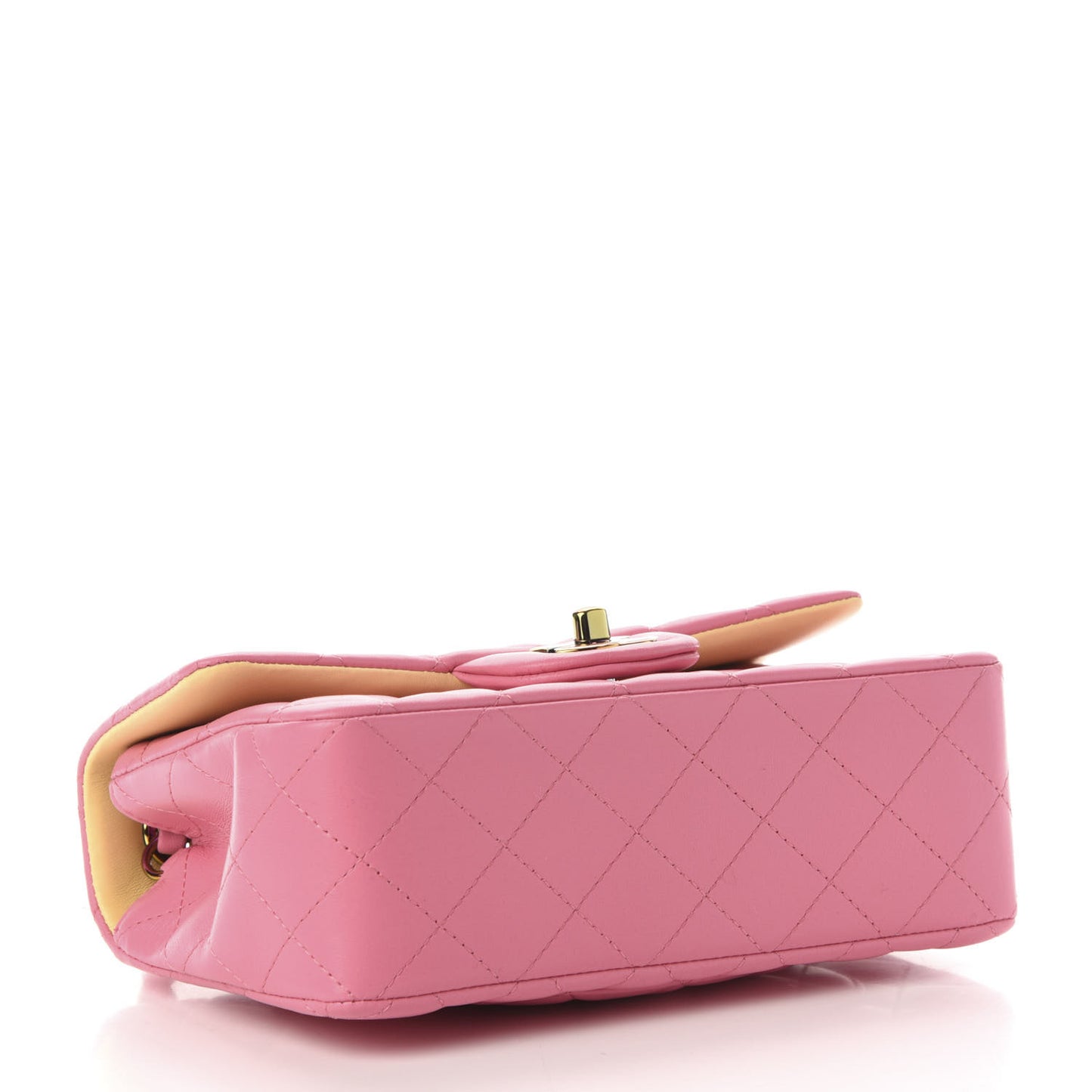 Lambskin Quilted Mini Rectangular Flap Pink Yellow
