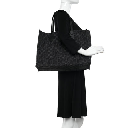 Gucci Denim Ophidia GG Monogram Large Tote Black Grey 2 of 12