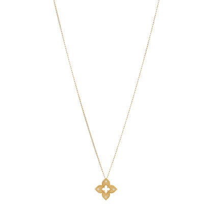 Roberto Coin 18K Yellow Gold Diamond Petite Venetian Princess Flower Pendant Necklace 1 of 3