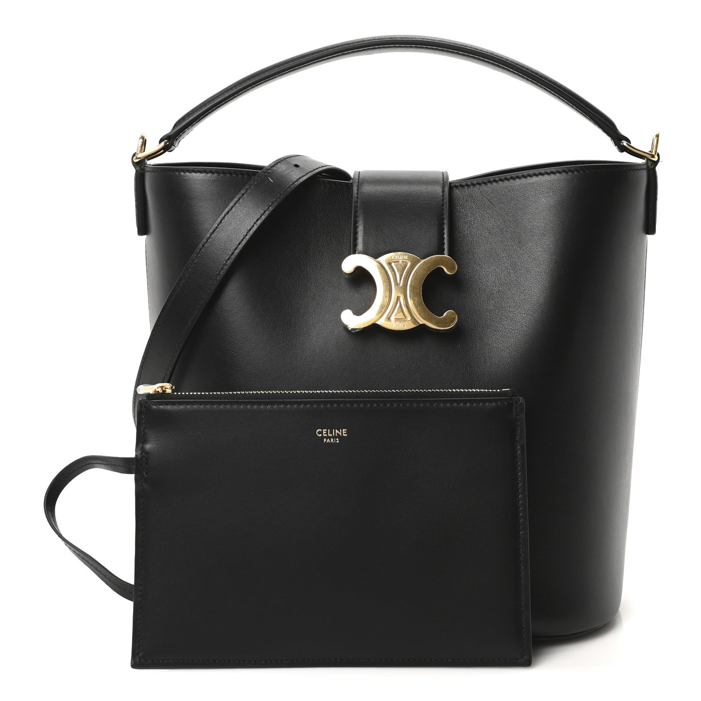 Smooth Calfskin Triomphe Medium Louise Bag Black