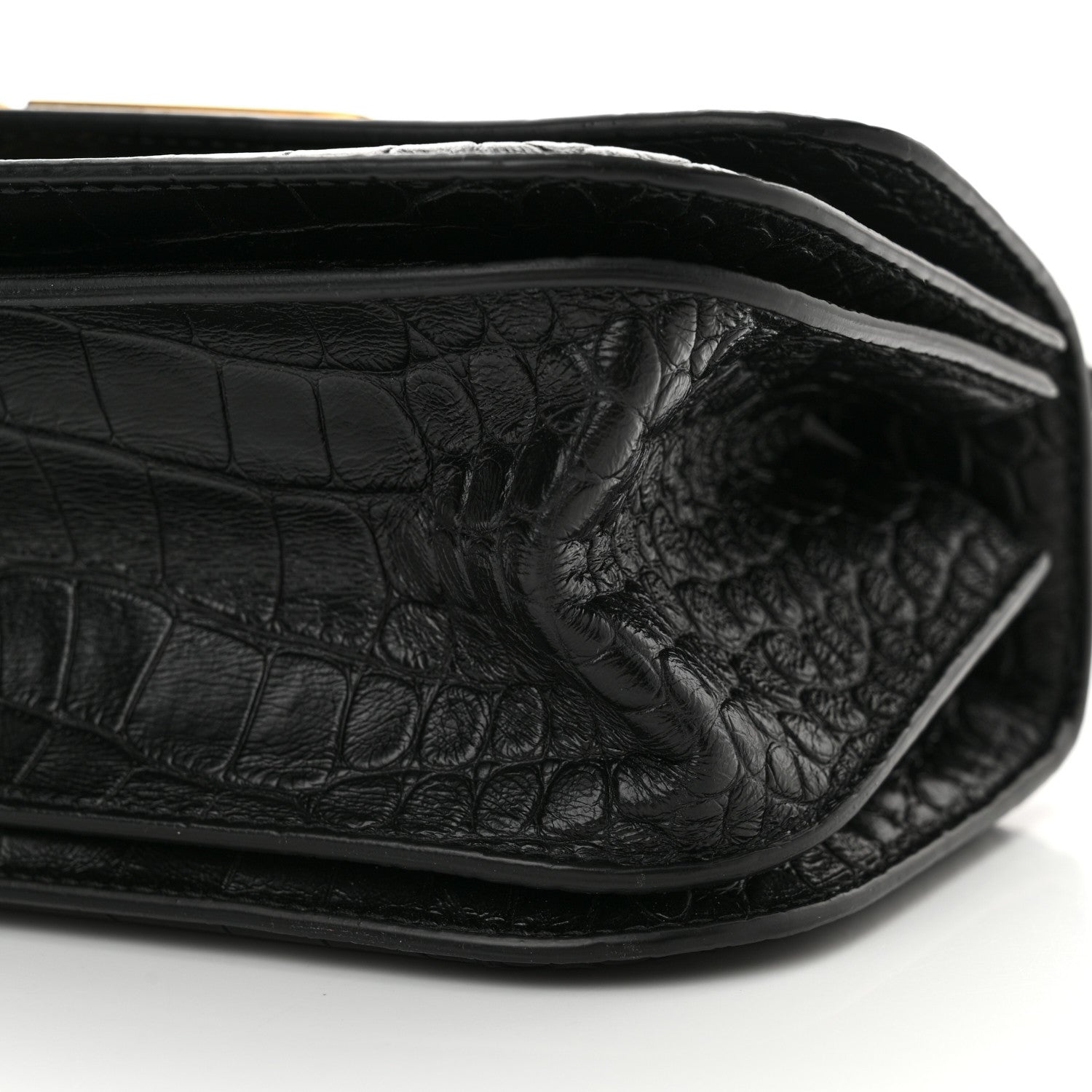 Balenciaga Extra Supple Calfskin Crocodile Embossed Small Gossip Bag Black 10 of 12
