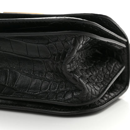 Balenciaga Extra Supple Calfskin Crocodile Embossed Small Gossip Bag Black 10 of 12
