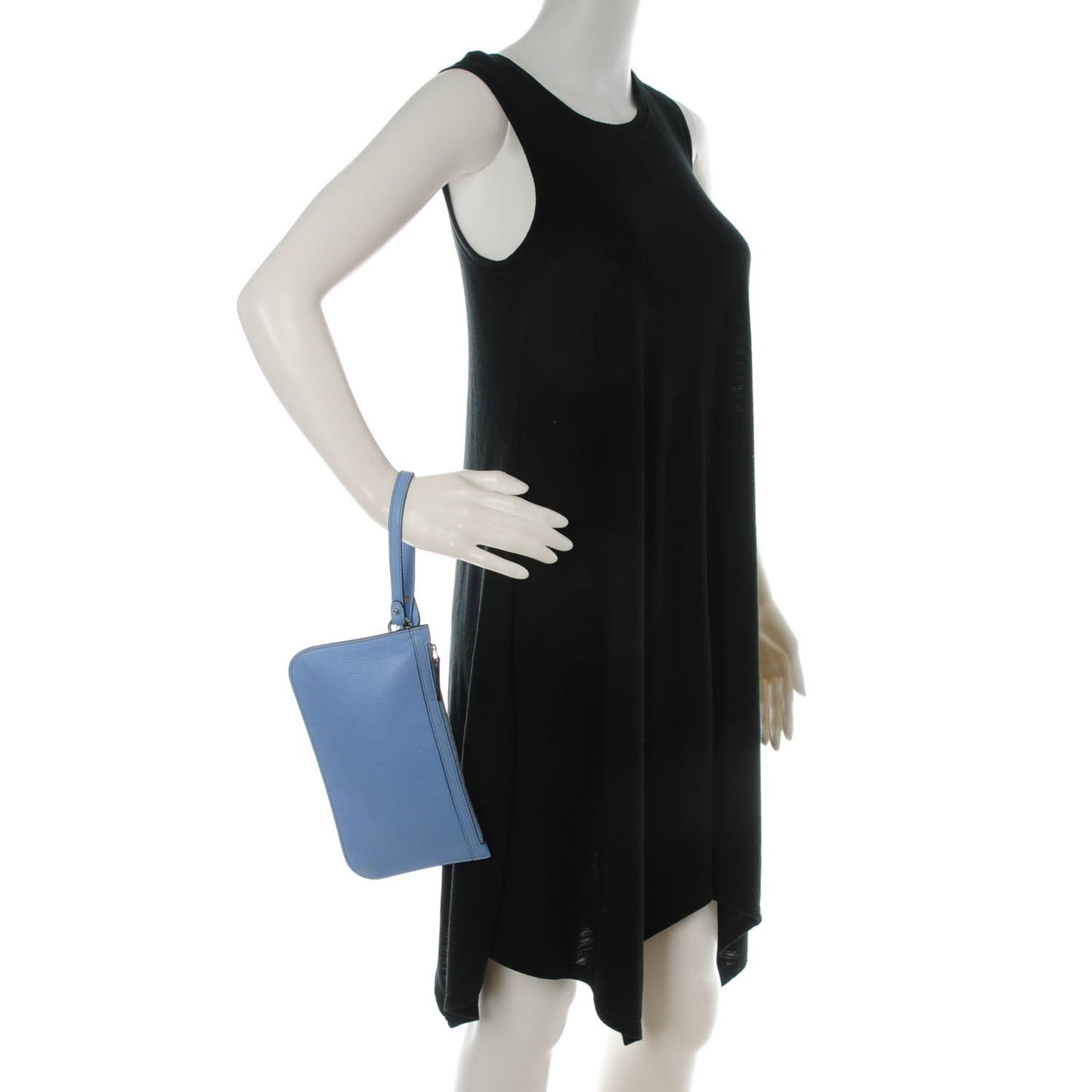 Pebbled Calfskin Zip Pouch Mineral Blue