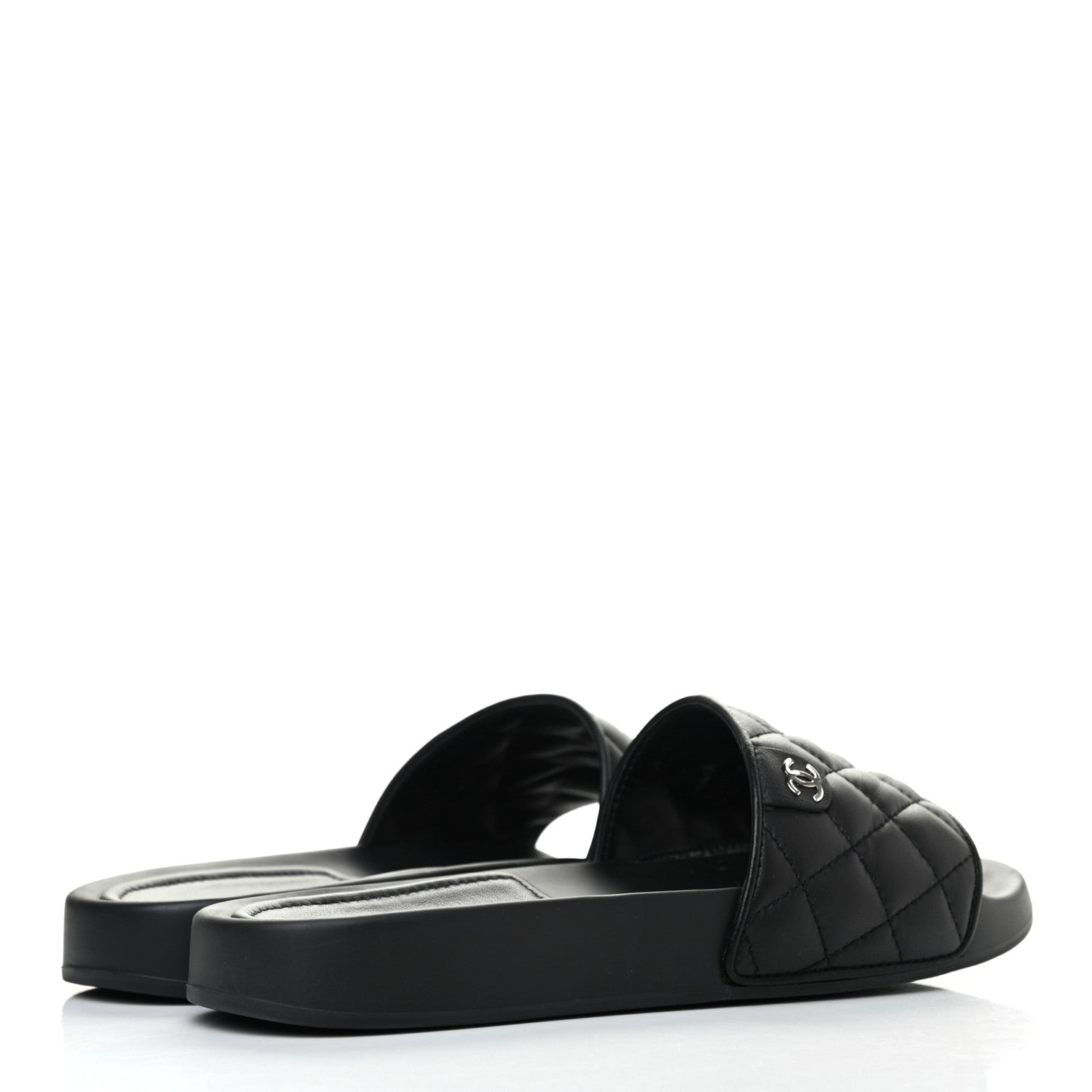 Chanel Lambskin Quilted CC Mules Sandals 38 Black 4 of 8