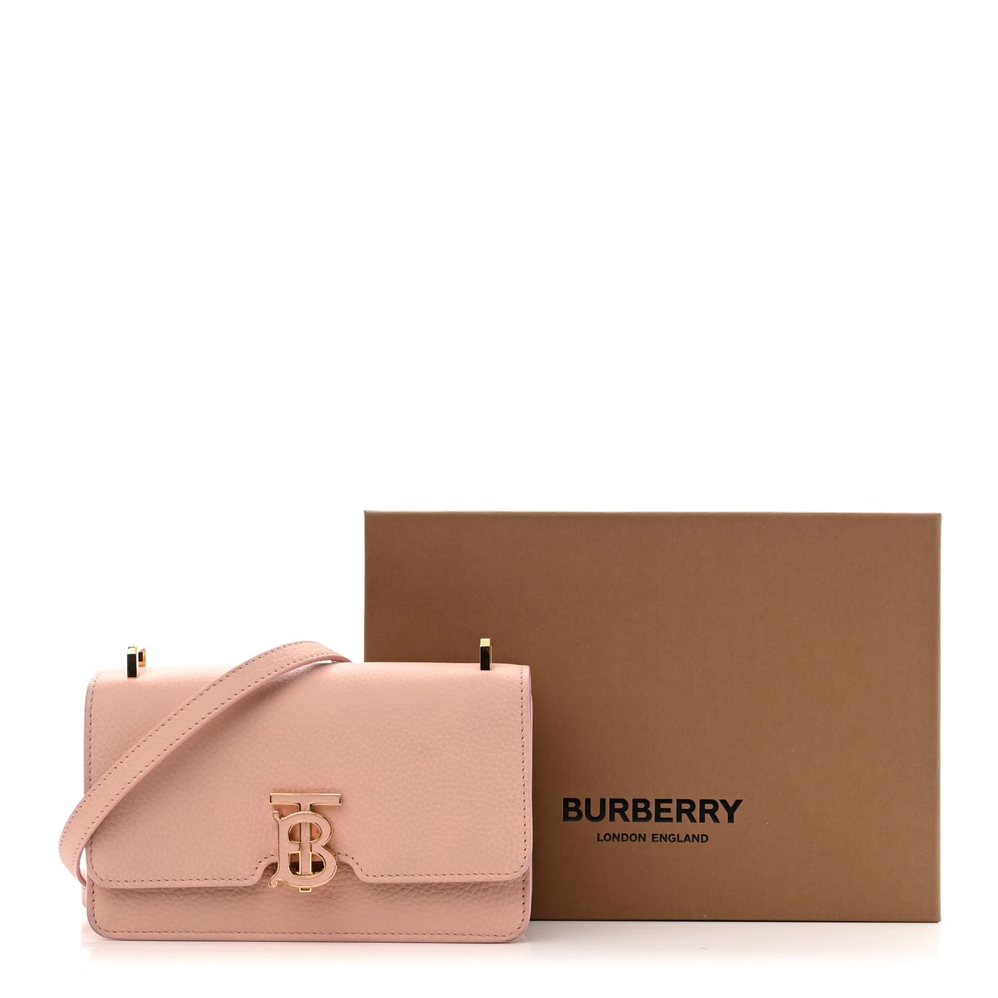 Grained Calfskin Mini TB Elongated Bag Dusty Pink