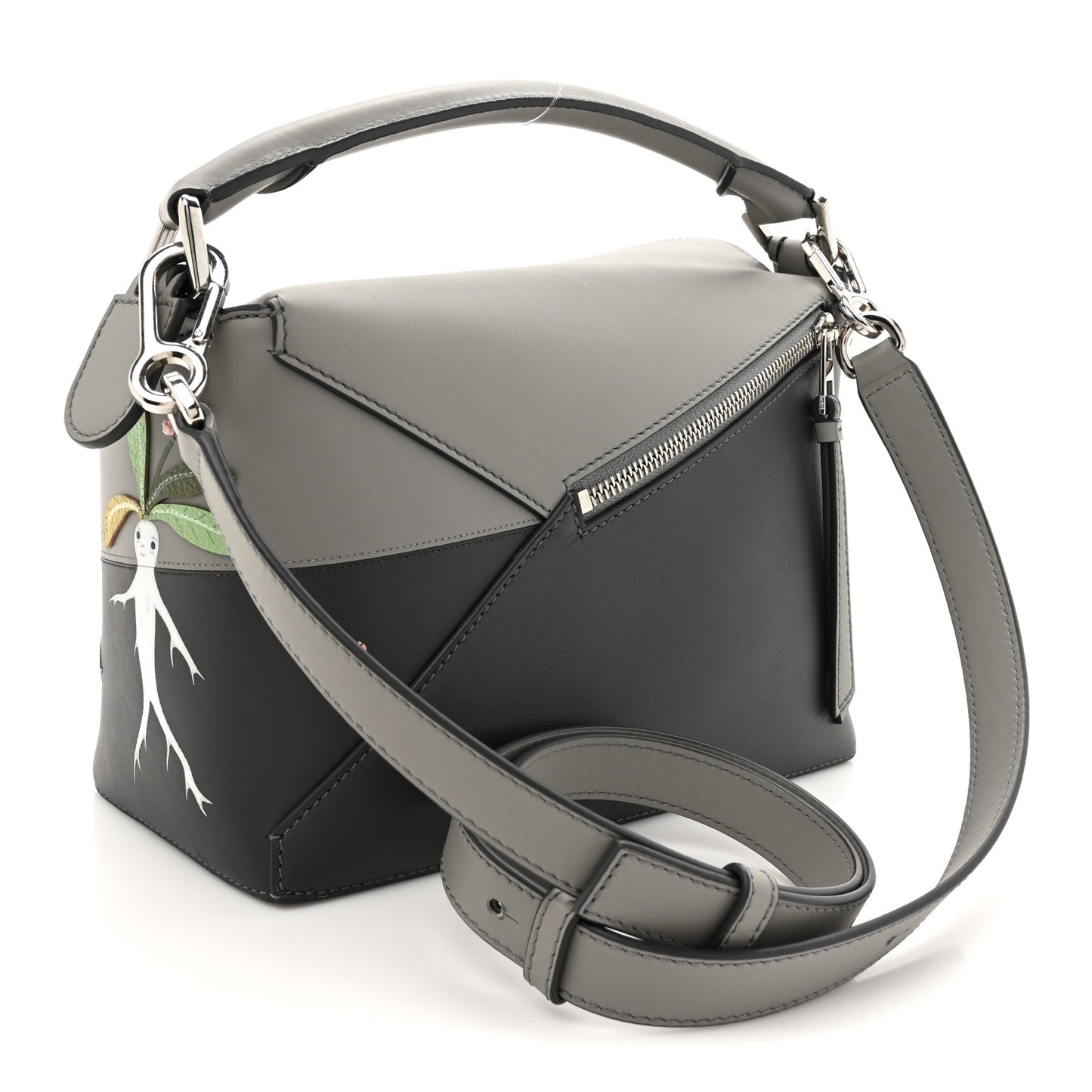 X SUNA FUJITA Calfskin Small Puzzle Edge Bag Grey