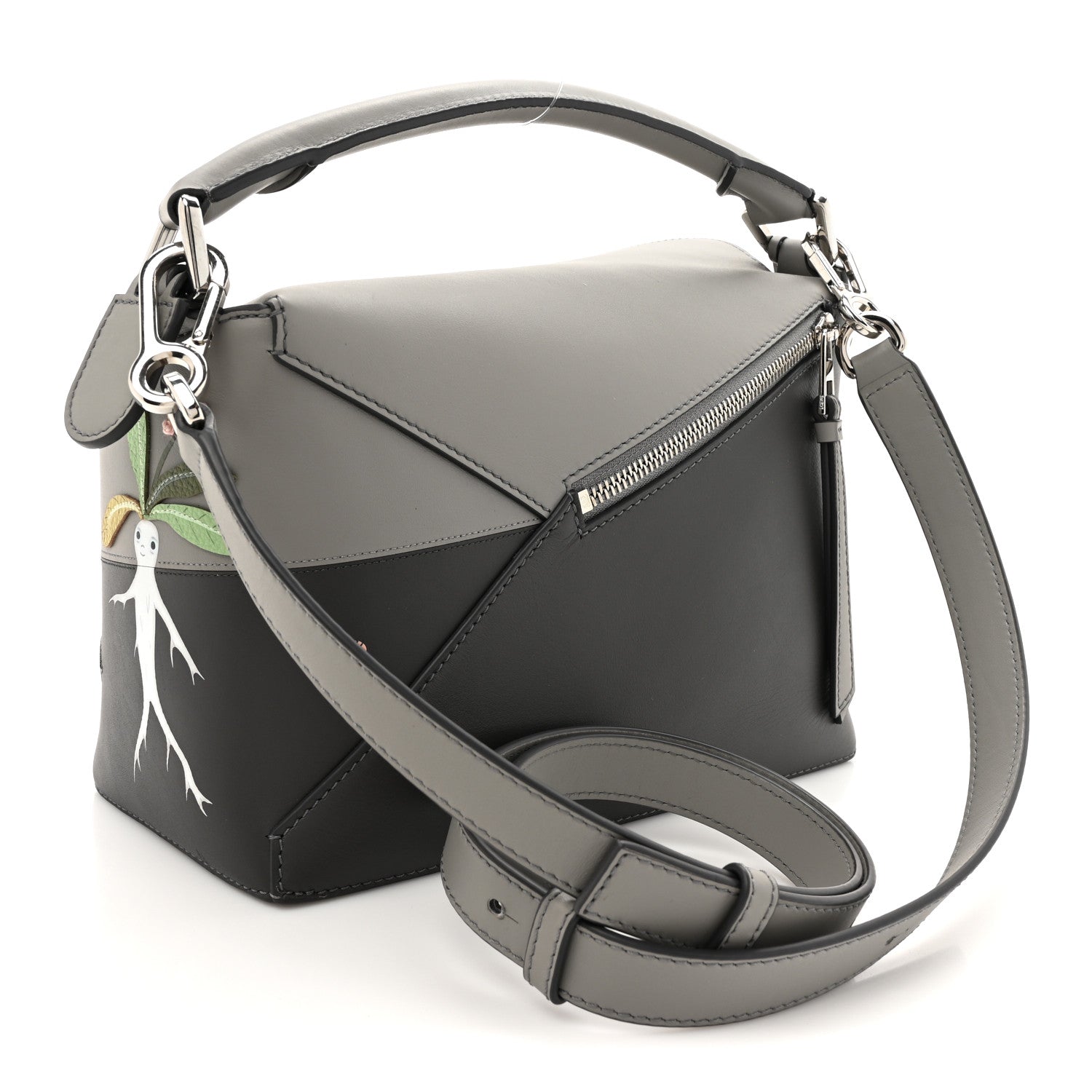 Loewe X SUNA FUJITA Calfskin Small Puzzle Edge Bag Grey 2 of 11