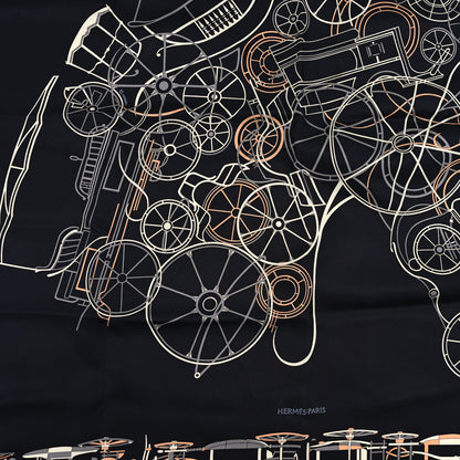 Hermes Silk Complication Equestre Scarf 90 Black Abricot White 2 of 3