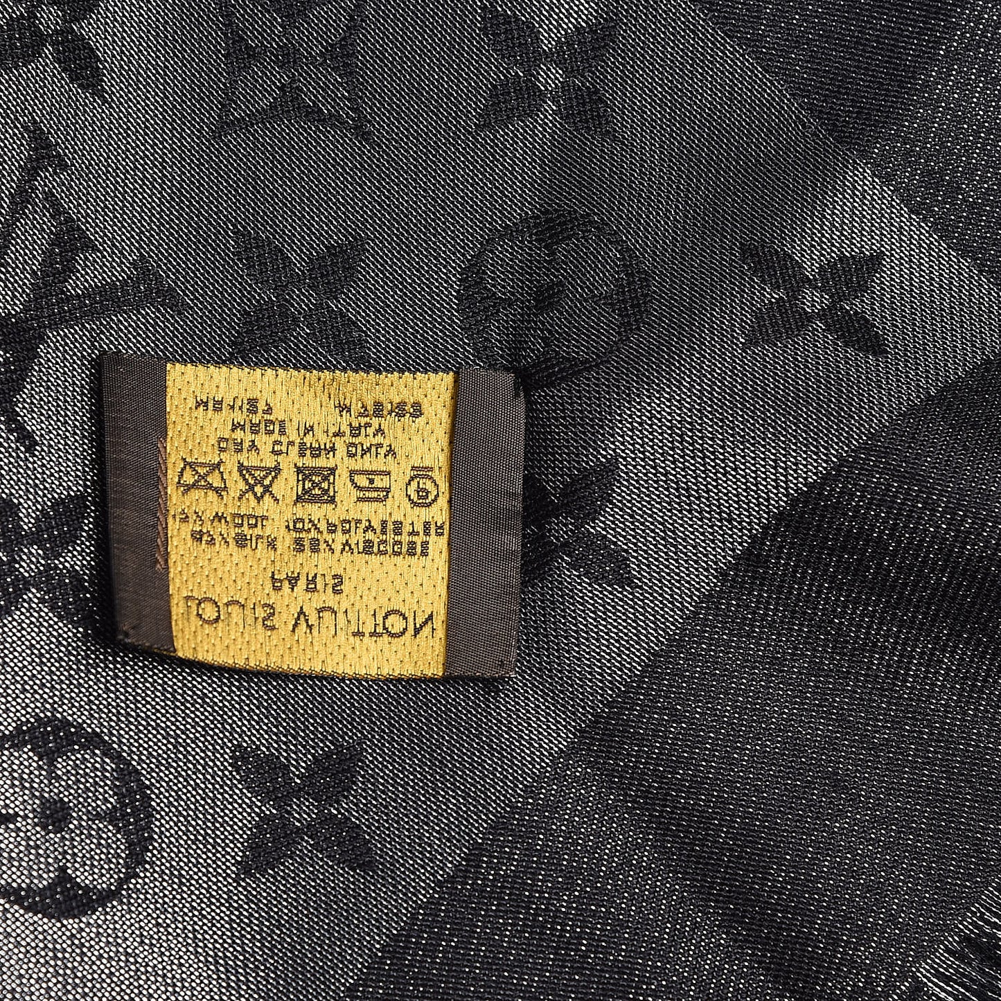Silk Lurex Wool Monogram Shine Shawl Black