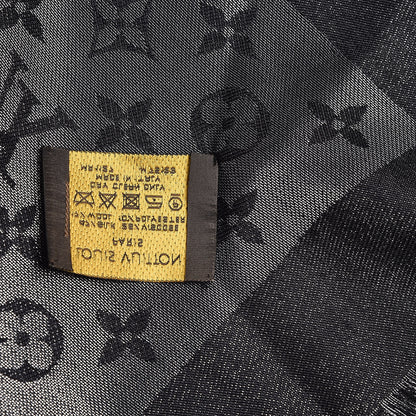 Louis Vuitton Silk Lurex Wool Monogram Shine Shawl Black 3 of 5