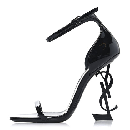 Saint Laurent Patent Calfskin Opyum 110 Sandals 36 Black 1 of 9